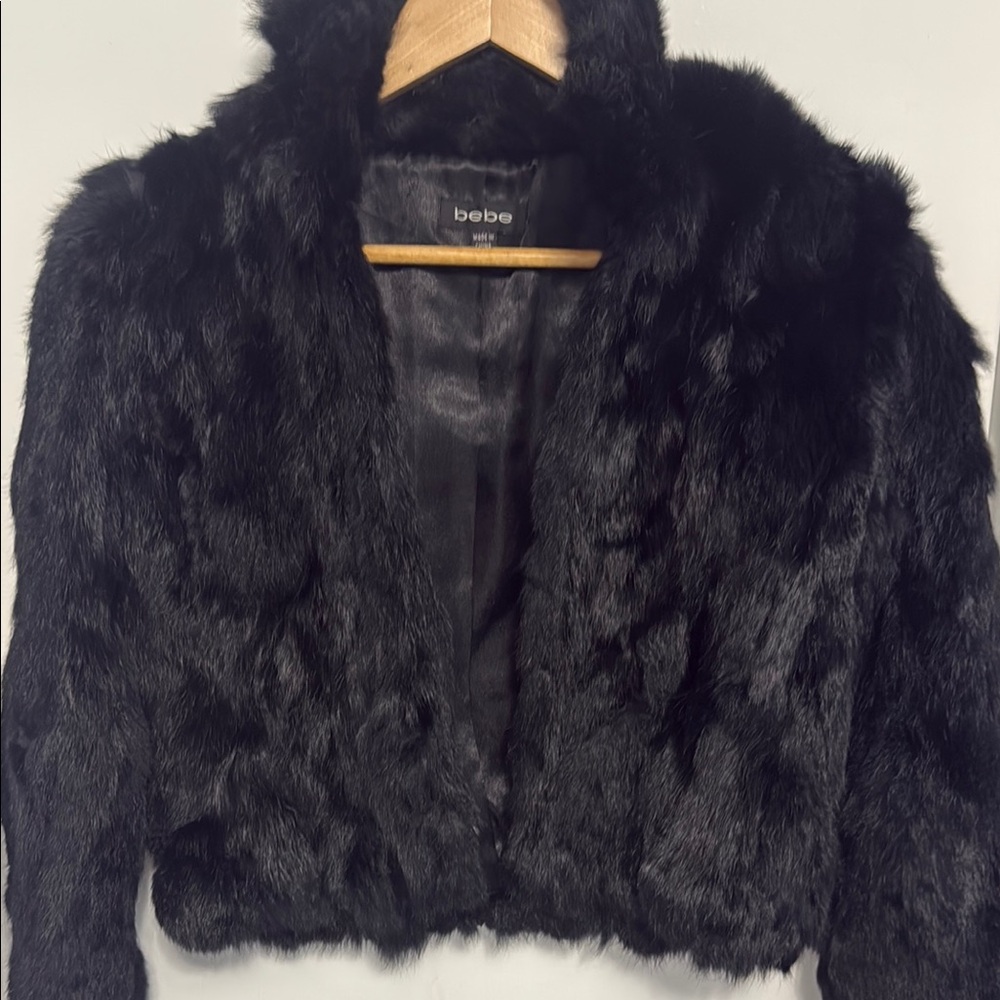 Bebe Black Rabbit Fur Jacket - Women